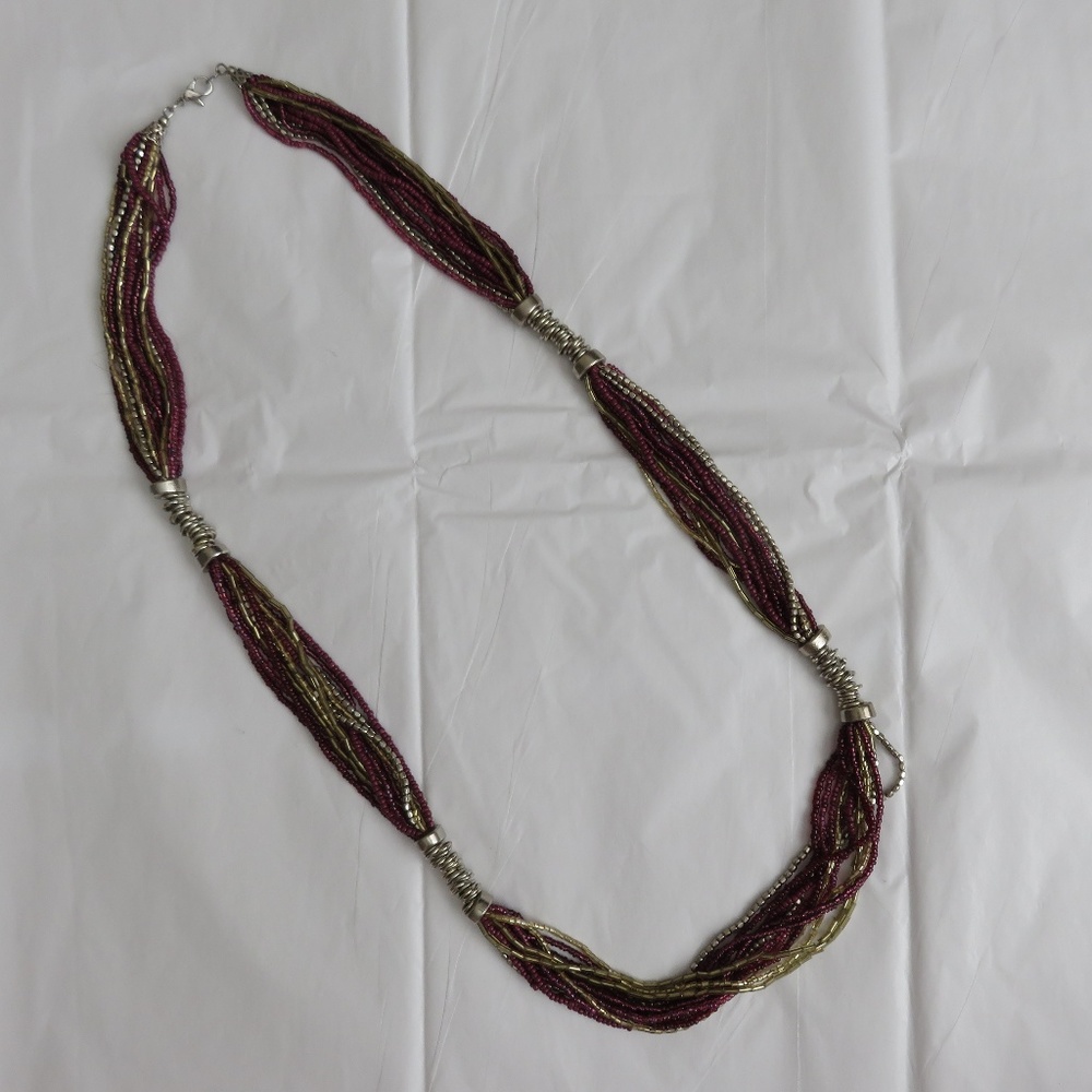 Pink, Gold, and Silver Beaded Necklace